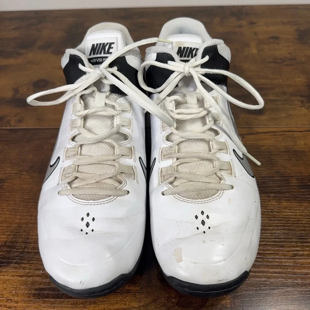 Nike Air Visi Pro VI Mens Basketball Shoes White Black Silver Size 10.5